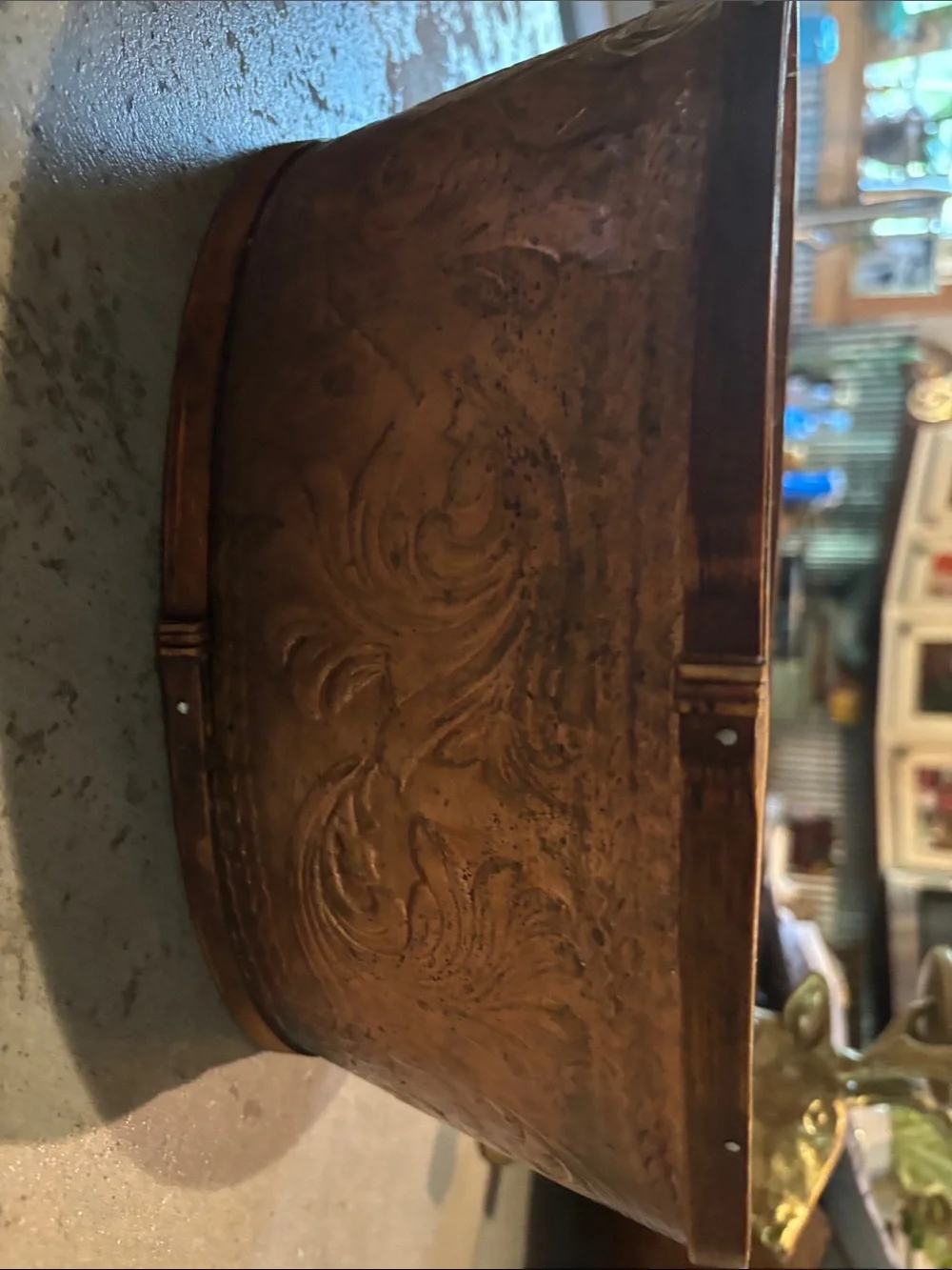 Handcrafted Brown Decorative light weight old copper Wooden Bowl